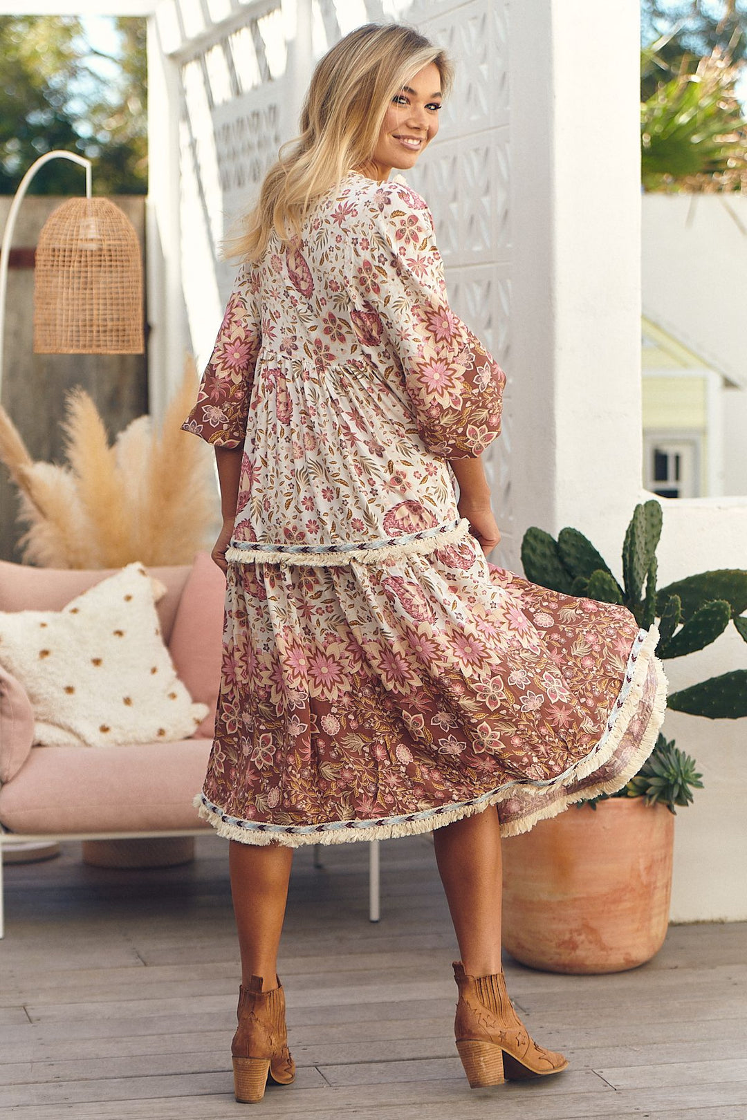 Jaase Flower Fields Print Palace Dress