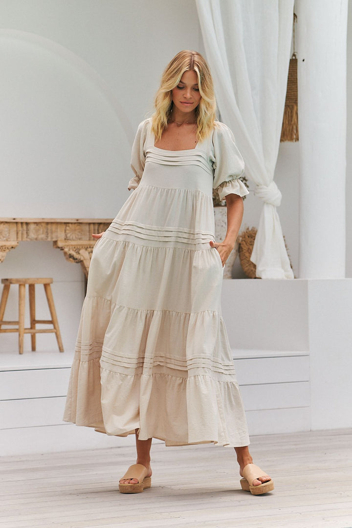 Natural Oatley print Gesele Maxi Dress