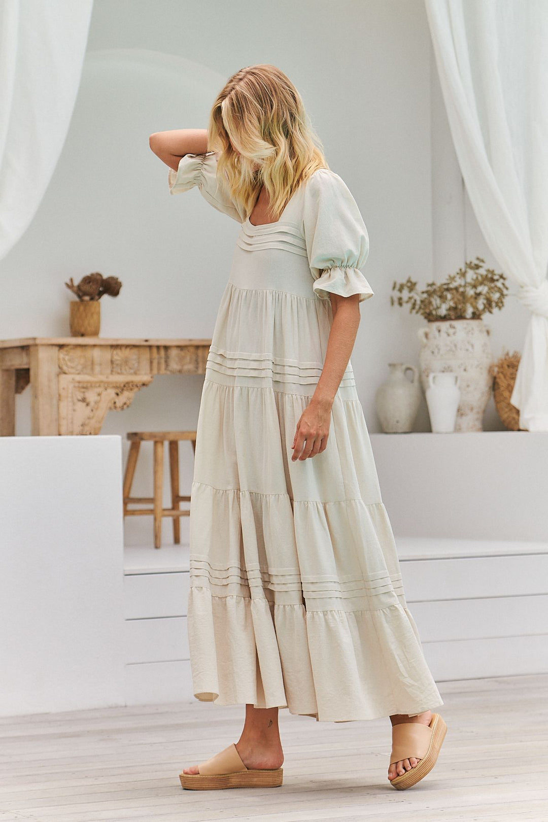 Natural Oatley print Gesele Maxi Dress