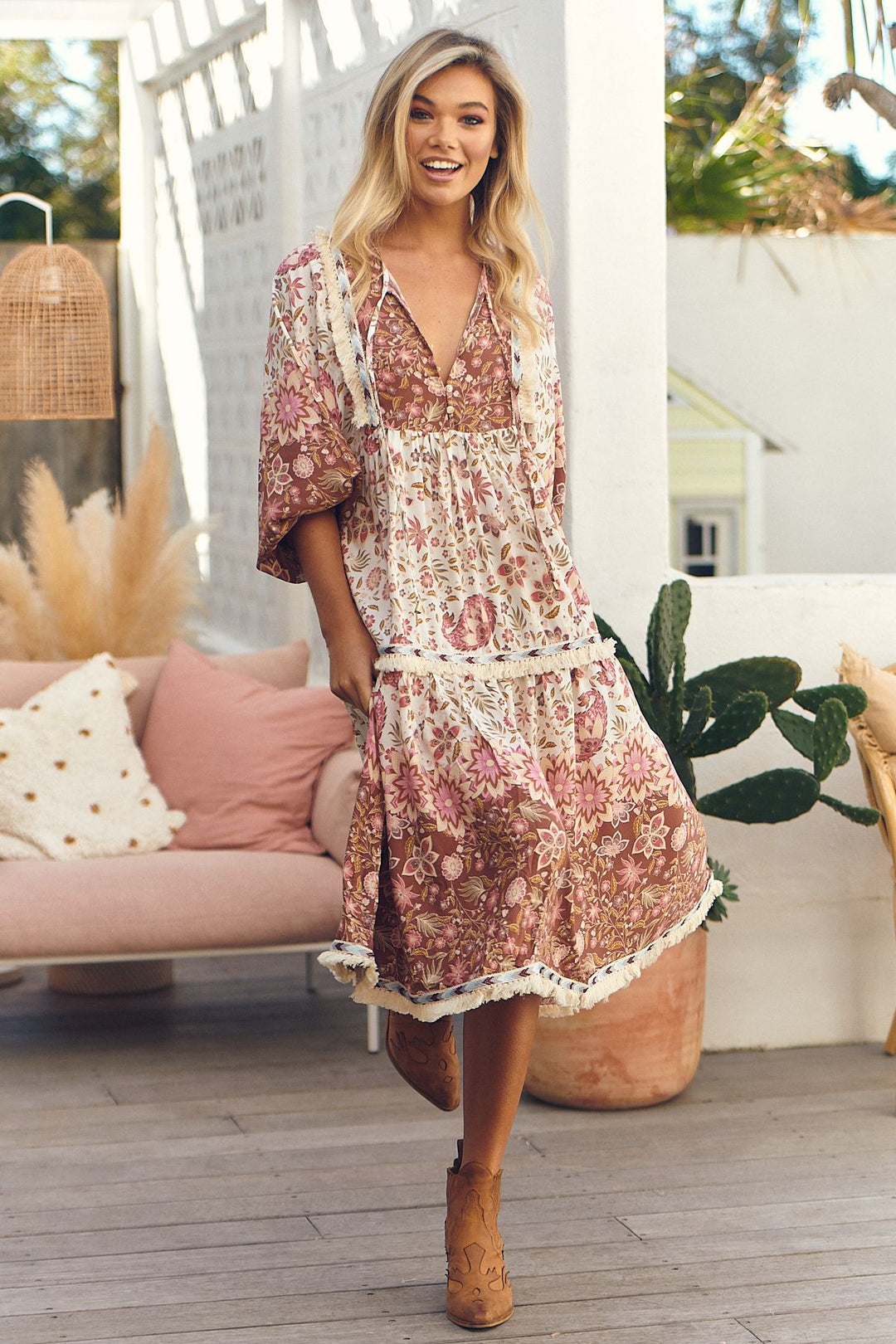Jaase Flower Fields Print Palace Dress