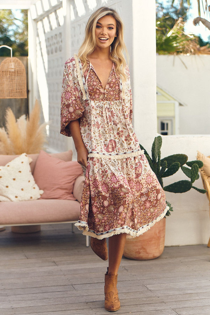 Jaase Flower Fields Print Palace Dress