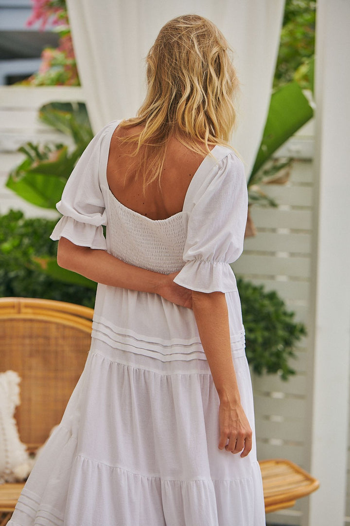 White Willow print Gesele Maxi Dress