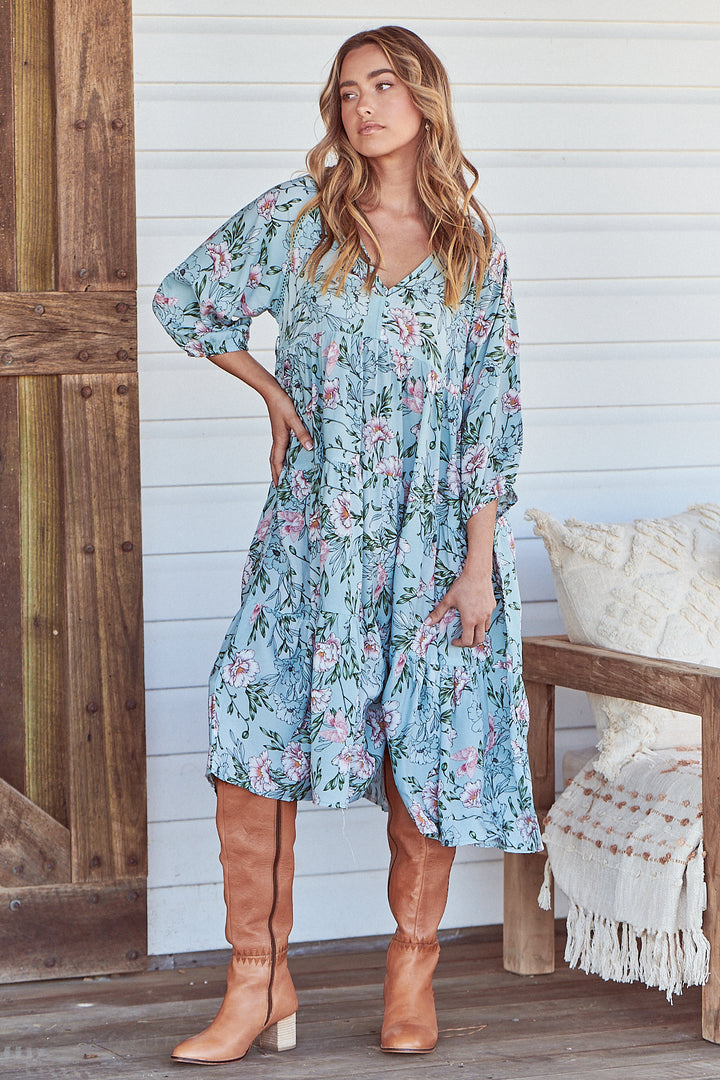 Gardenia Print Harris Midi Dress