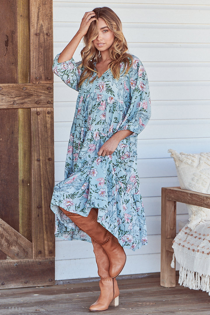 Gardenia Print Harris Midi Dress