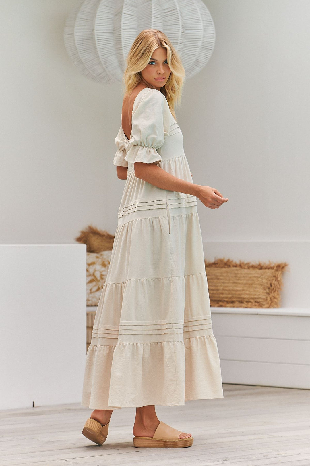 Natural Oatley print Gesele Maxi Dress