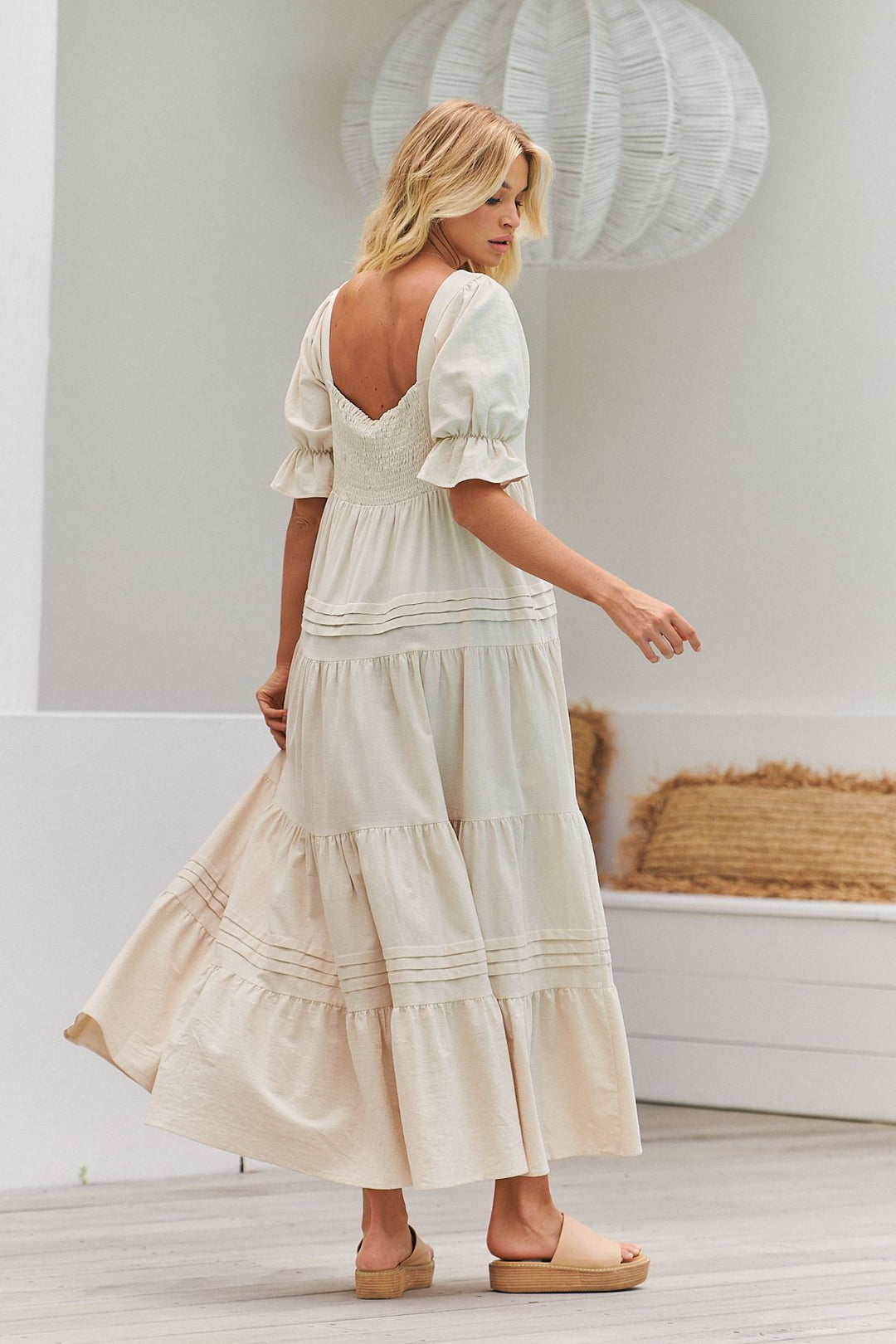 Natural Oatley print Gesele Maxi Dress