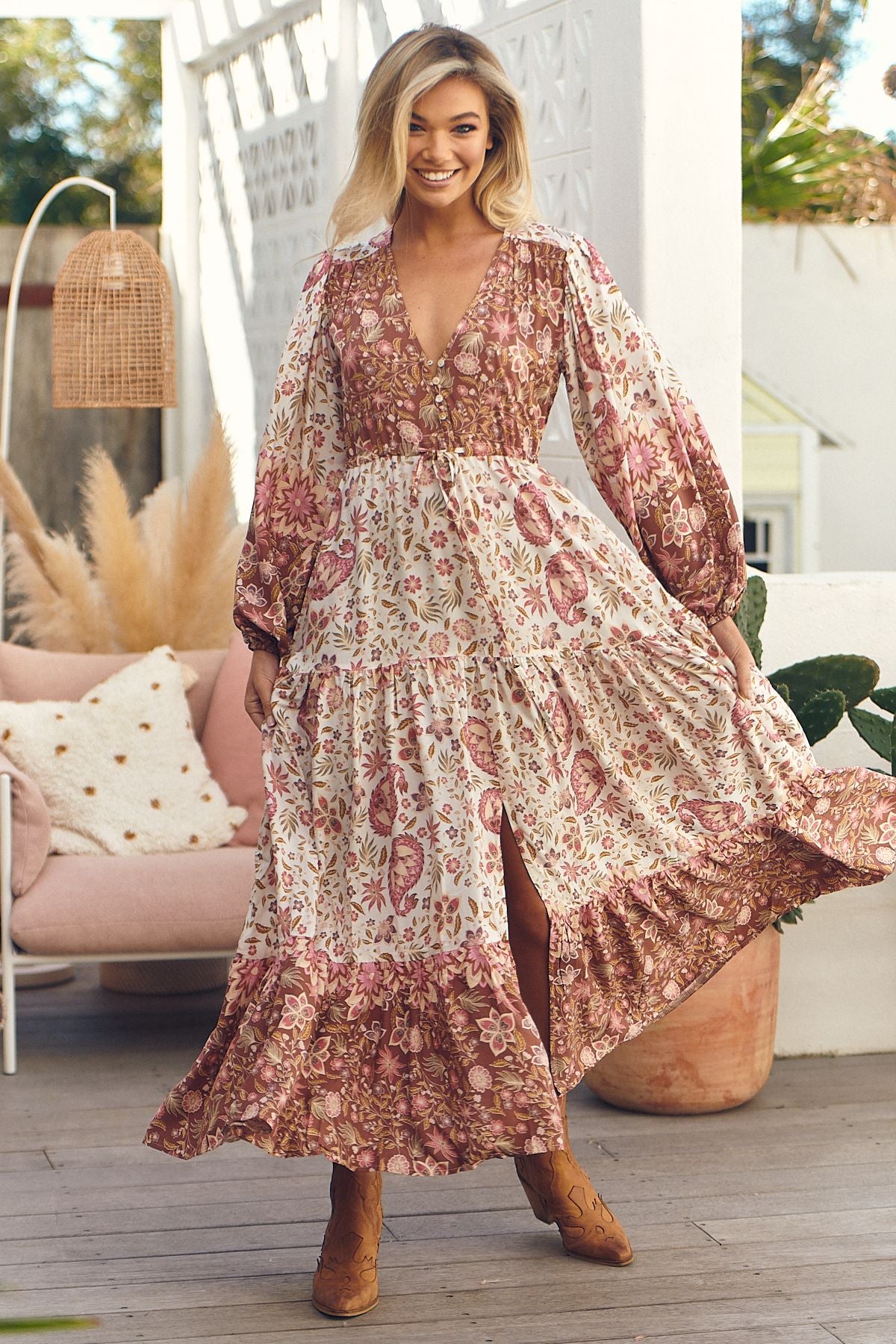 ⚜️Jaase Australia Floral Dresses マキシ Jaase Flower Fields Print Teresa Maxi – Lilac and Mila